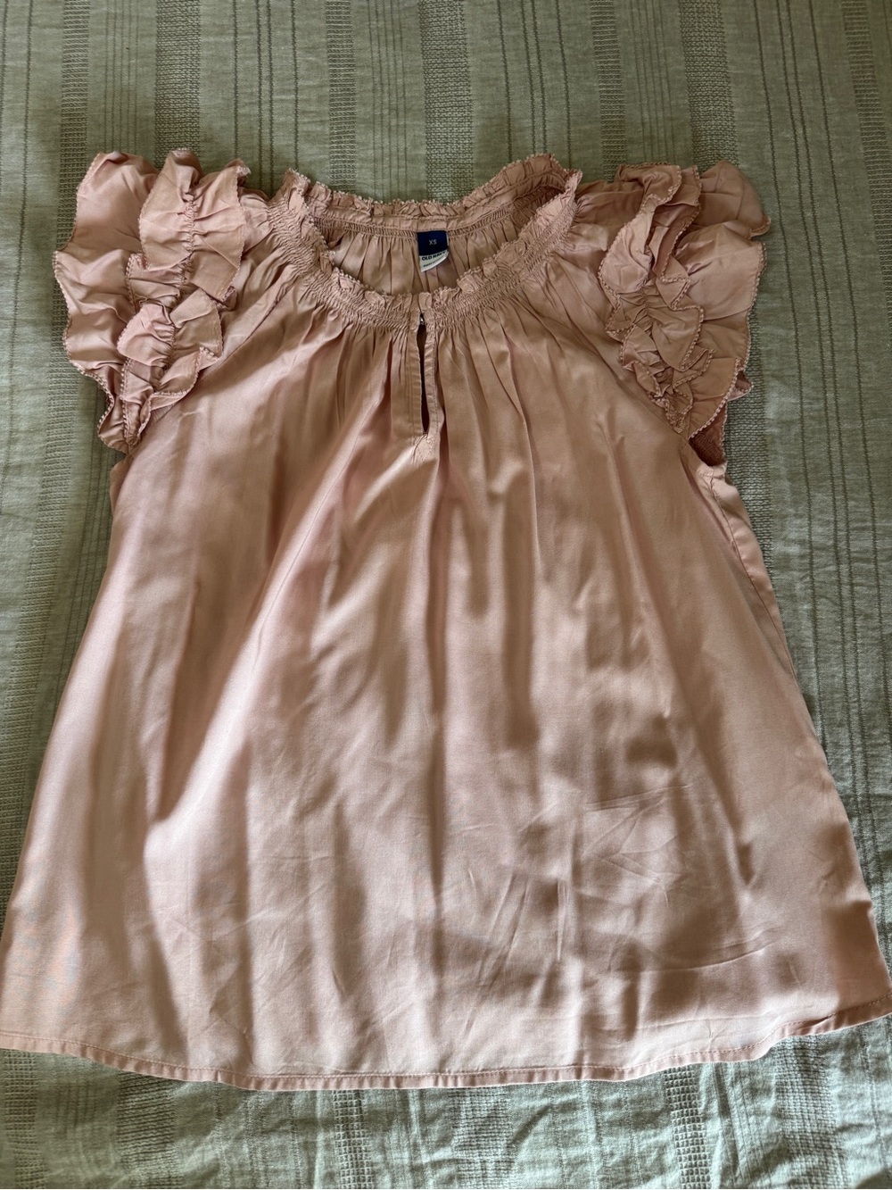 Old Navy Blush Pink Ruffle Sleeve Peasant Top